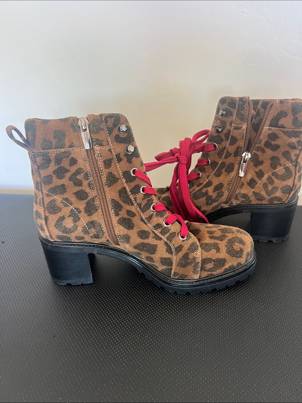 Vince Camuto Leopard-Print Lace-Up Boots with Red Laces - Picture 9 of 9